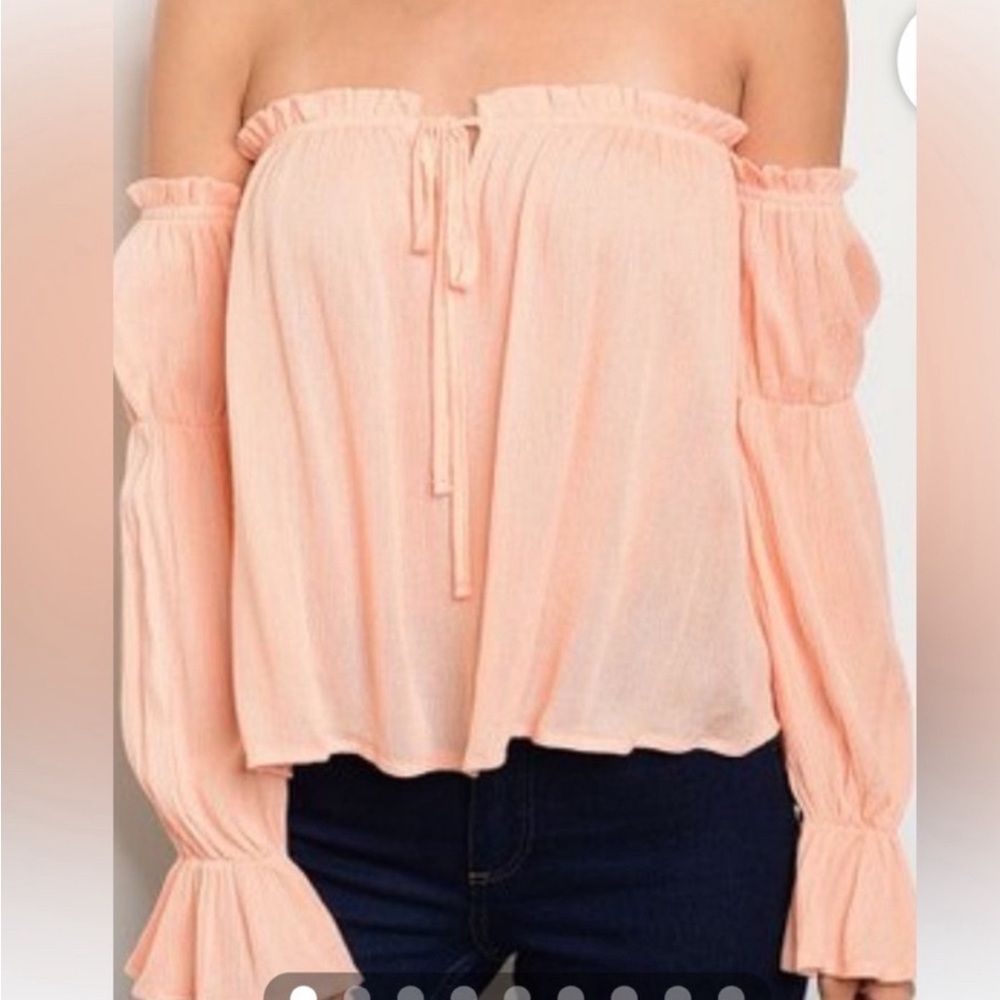 Pink Off the Shoulder Top Size Large - Picture 4 of 4